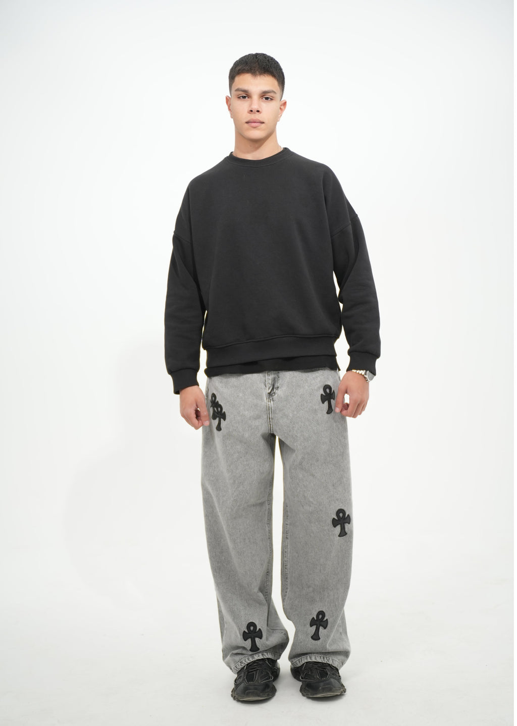 Grey Washed Baggy Jeans