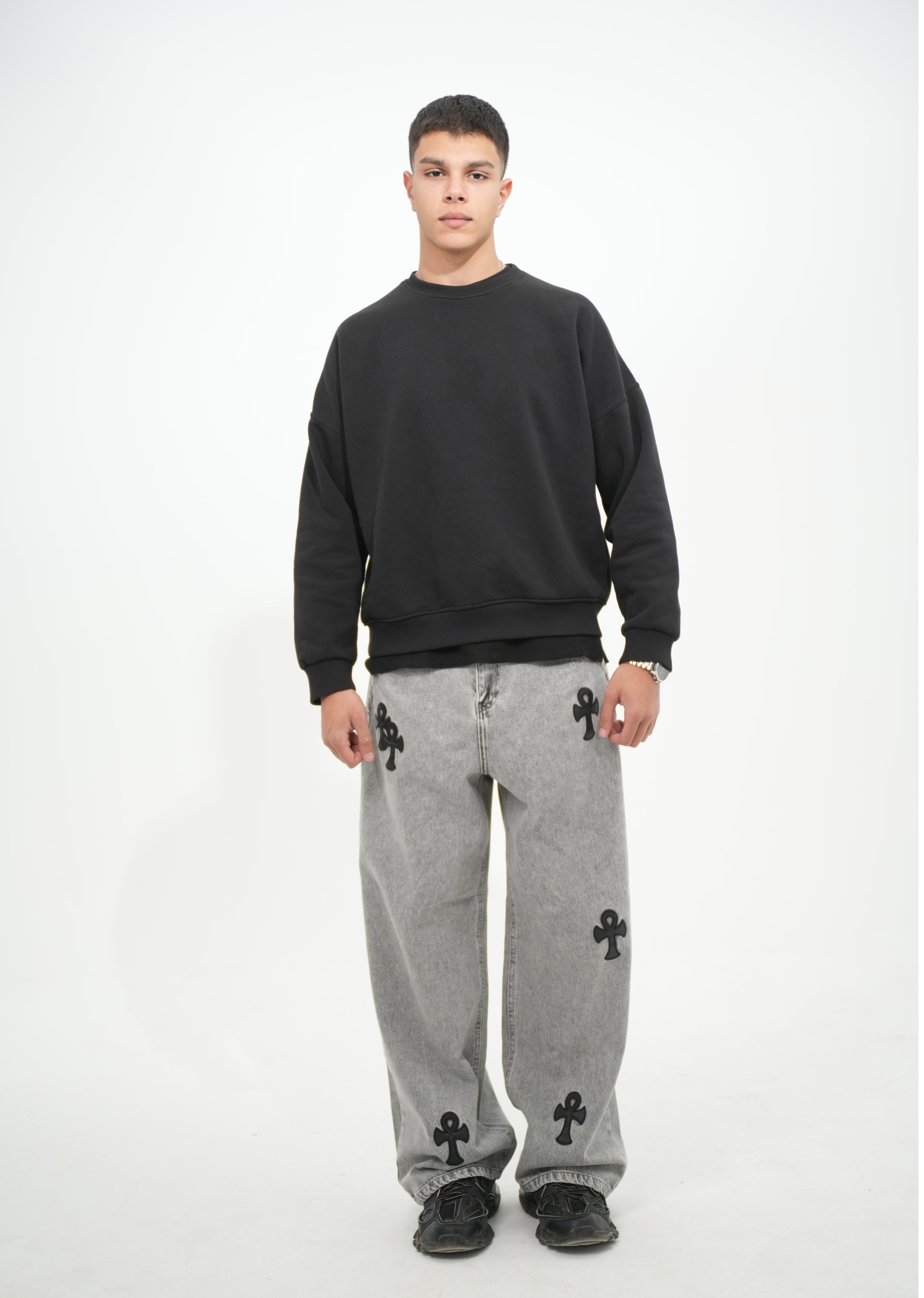 Grey Washed Baggy Jeans