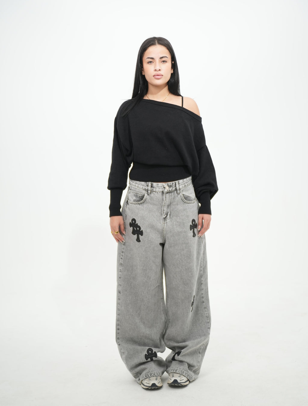 Grey Washed Baggy Jeans