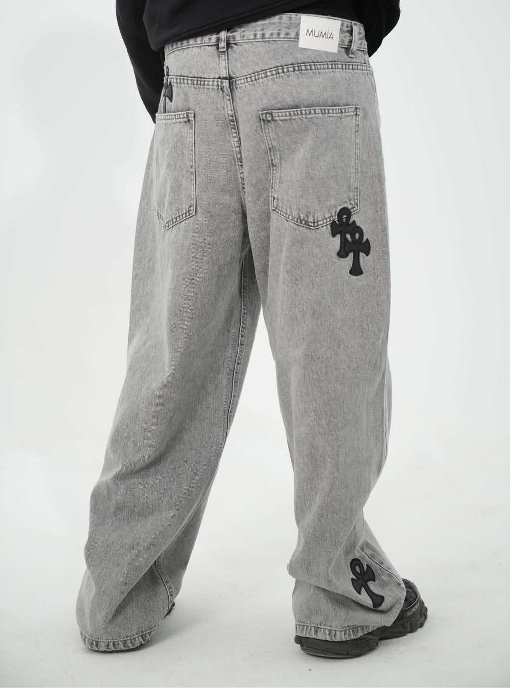Grey Washed Baggy Jeans