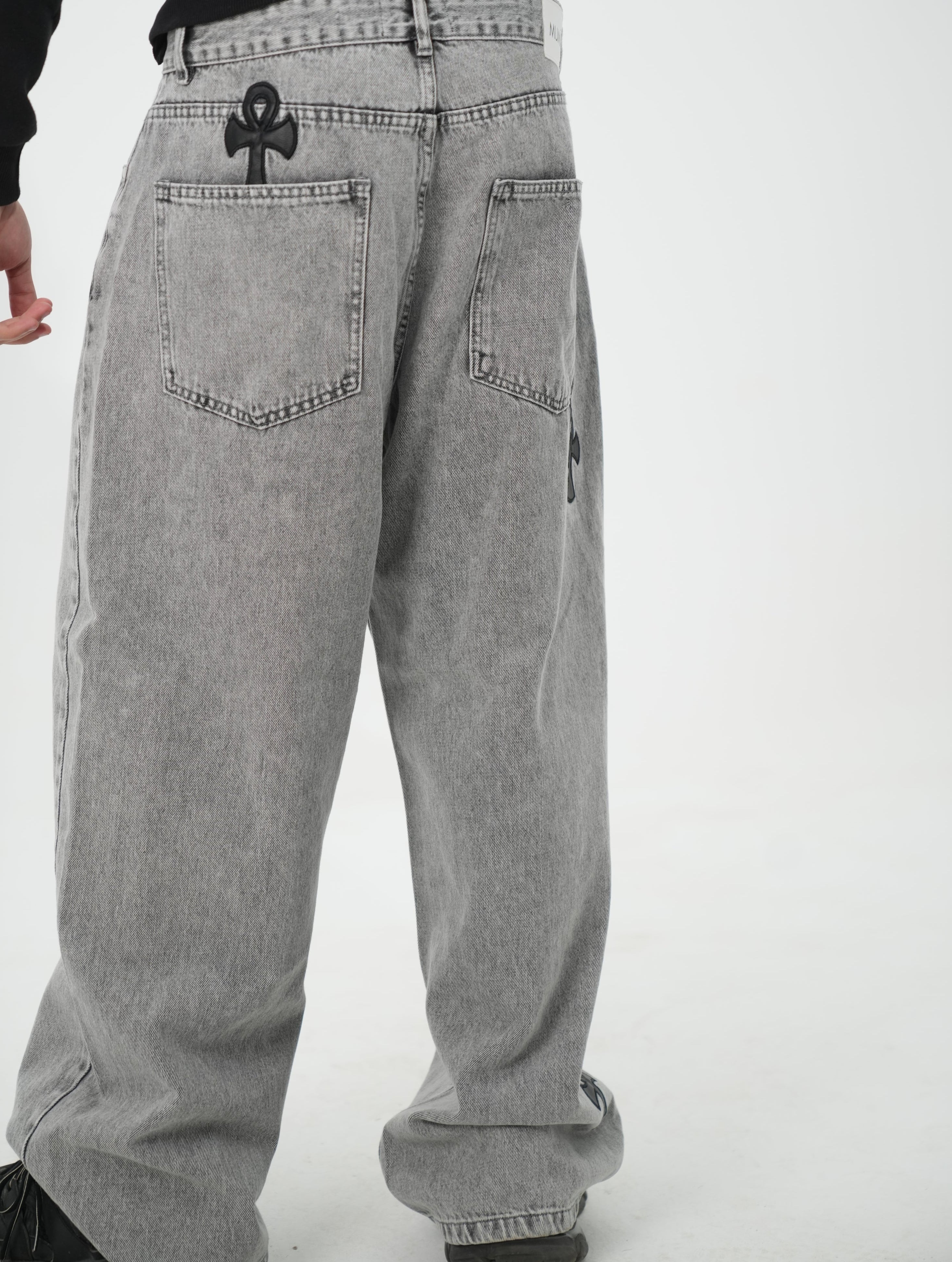 Grey Washed Baggy Jeans
